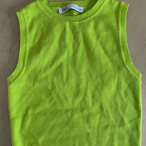 Zara Green Knit Crop Top